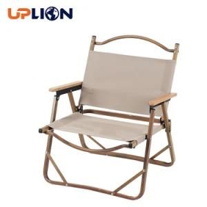Uplion Leisure Aluminum Customized Beech Foldable Armrest Wood Chair Folding Outdoor Camping Chair