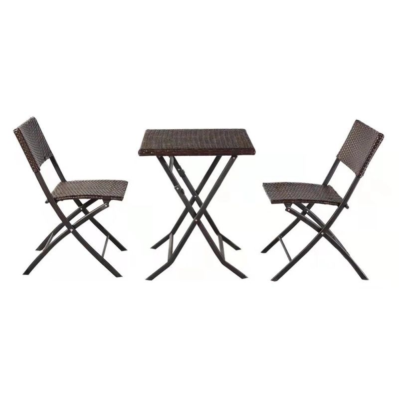 Outdoor Garden Hotel General Folding Rattan Folding Table and Chair Complete Set of Furniture