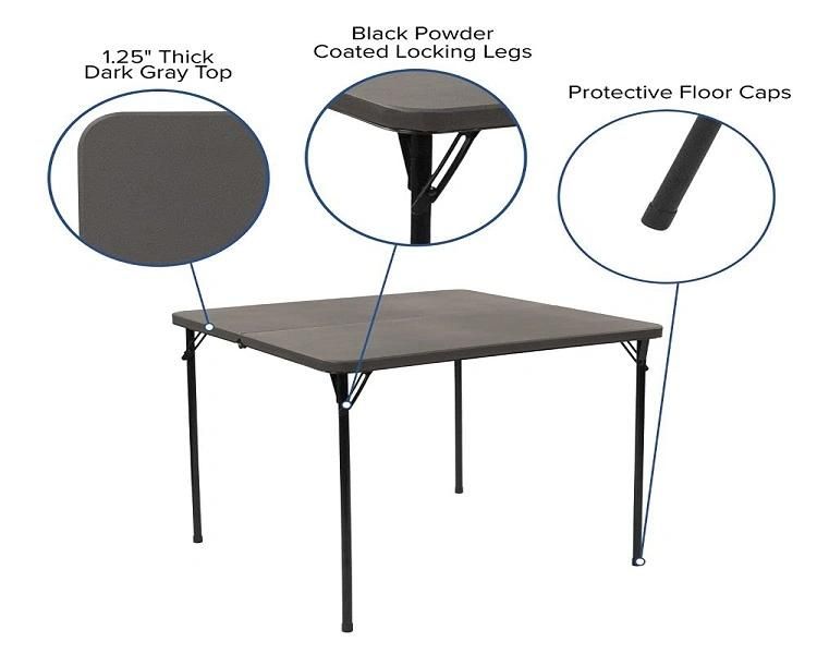 Square Stain Resistant White Customize Plastic Folding Table