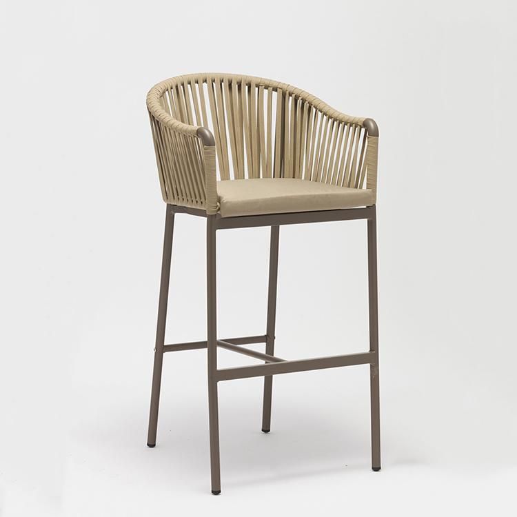 Modern Garden Furniture Aluminum Outdoor Woven Rope Patio Chair with Arms Blue Color for Balcony