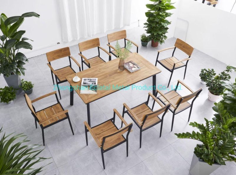 Outdoor Aluminum Patio Plastic Wood Outdoor Table Set Picnic Garden Furniture