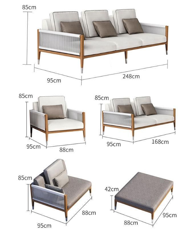 Teak Outdoor Sofa Garden Rattan Furniture Table and Chair