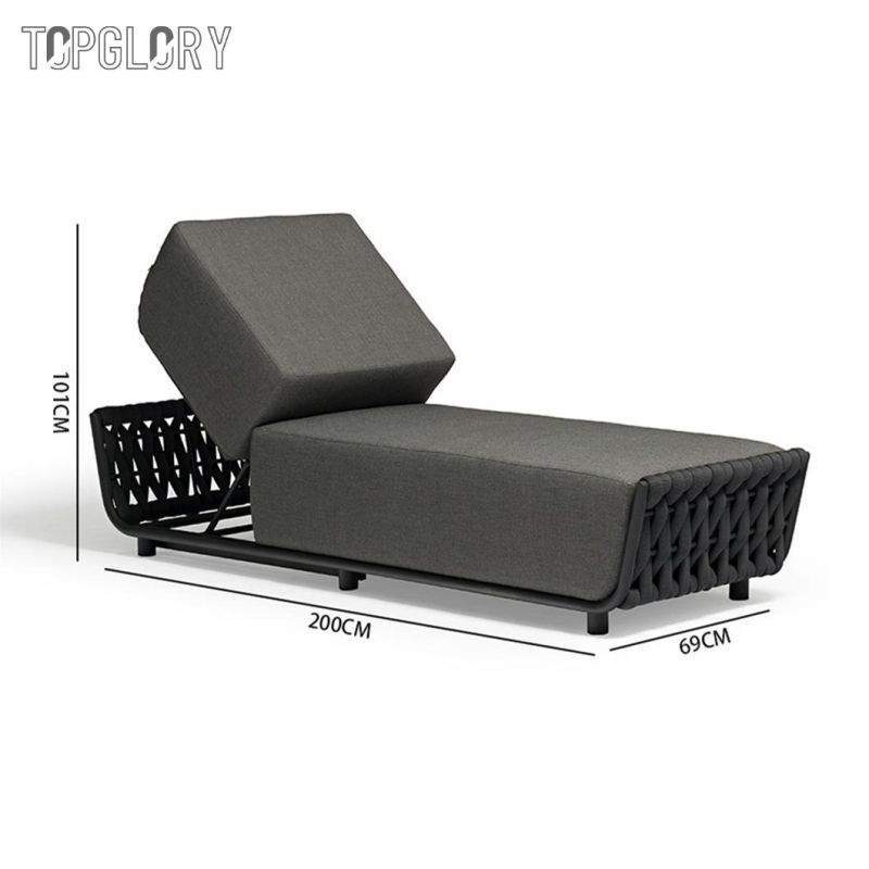 New Design Series Aluminium Frame Rope Textilene Leisure Chaise Outdoor Sun Lounger Furniture