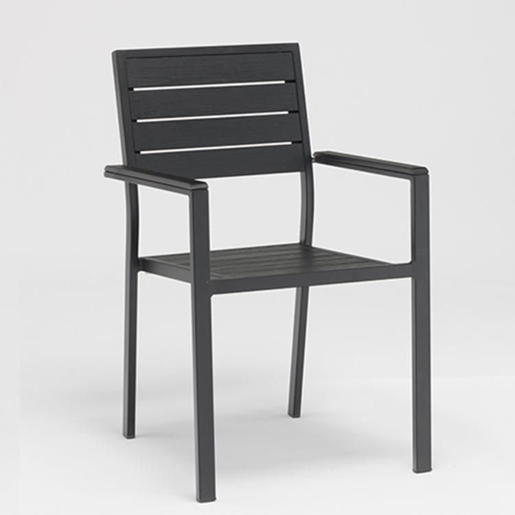 Black Ultralight Stackable Patio Café Outdoor Aluminum Chair