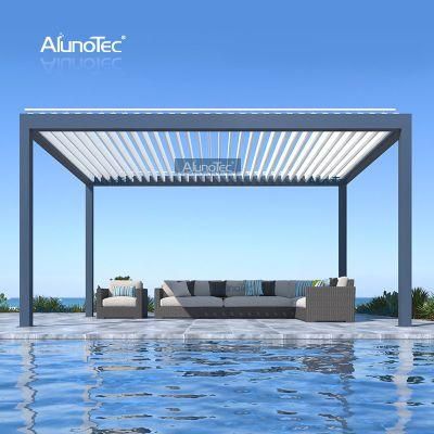AlunoTec Motorized White Garden Louver Roof Aluminium Canopy Awnings Outdoor Arches Gazebo Bioclimatic Pergola