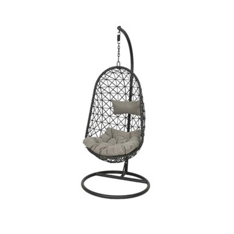 Wholesale Hanging Egg Balcony Rattan Metal Base Patio Swing Chair