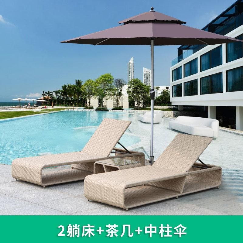 Popular Outdoor Furniture Brushed Aluminum Garden Sun Recliners Loungers for Beach