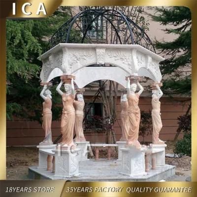 Luxury Outdoor Decoration Garden Large Sculpture Marble Stone Gazebo Statue