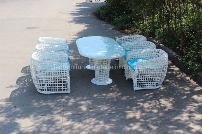 7PCS Leisure Garden Aluminum Rattan Dining Table Set Outdoor Furniture