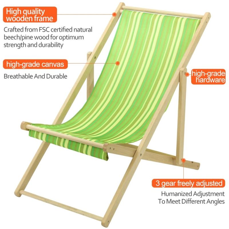 Cheap Summer Comfortable Folding Camping Wooden Lounge Chair