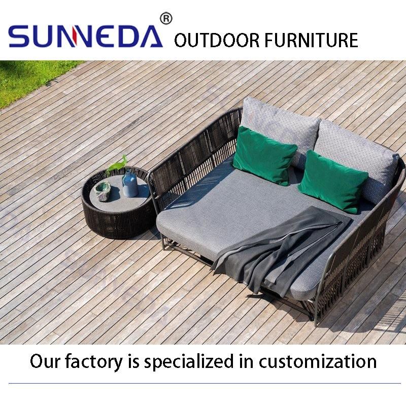 Modern Outdoor Garden High-Density Foam Sofa with Printed Glass Table