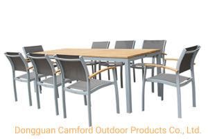 Contemporary Dining Table / Teak / Aluminum / Rectangular/Garden Set