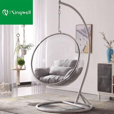 Popular Style Furniture Garden Outdoor Hanging Acrylic Bubble Swing Chair with Stand