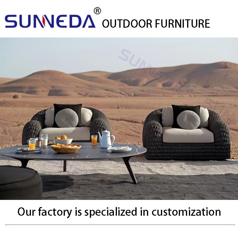 Outdoor Backyard Swimming Pool Sofa and Rock Plate Tea Table