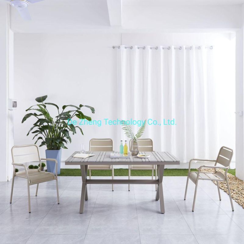 Best Selling Rectangle Outdoor Table and Chairs with Plastic Wood for Restaurant Hote