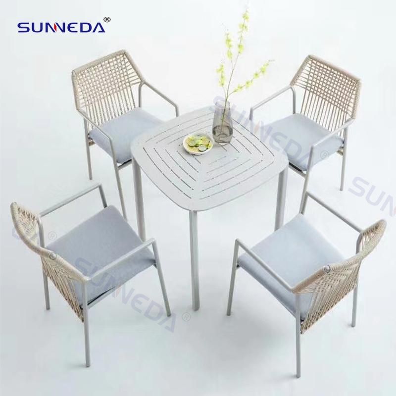 Nordic Modern Outdoor Table Set with Waterproof and Anti-Aging Leisure Chair