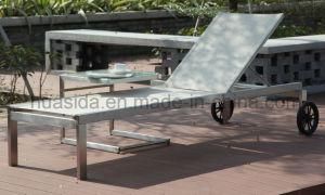 Stainless Steel Frame Textilene Top Chaise Lounge Matching with Table