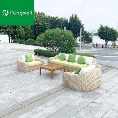 Wholesales Garden Furniture Patio Outdoor Teak Wood and Rope Weaving Sofa Set with Coffee Table