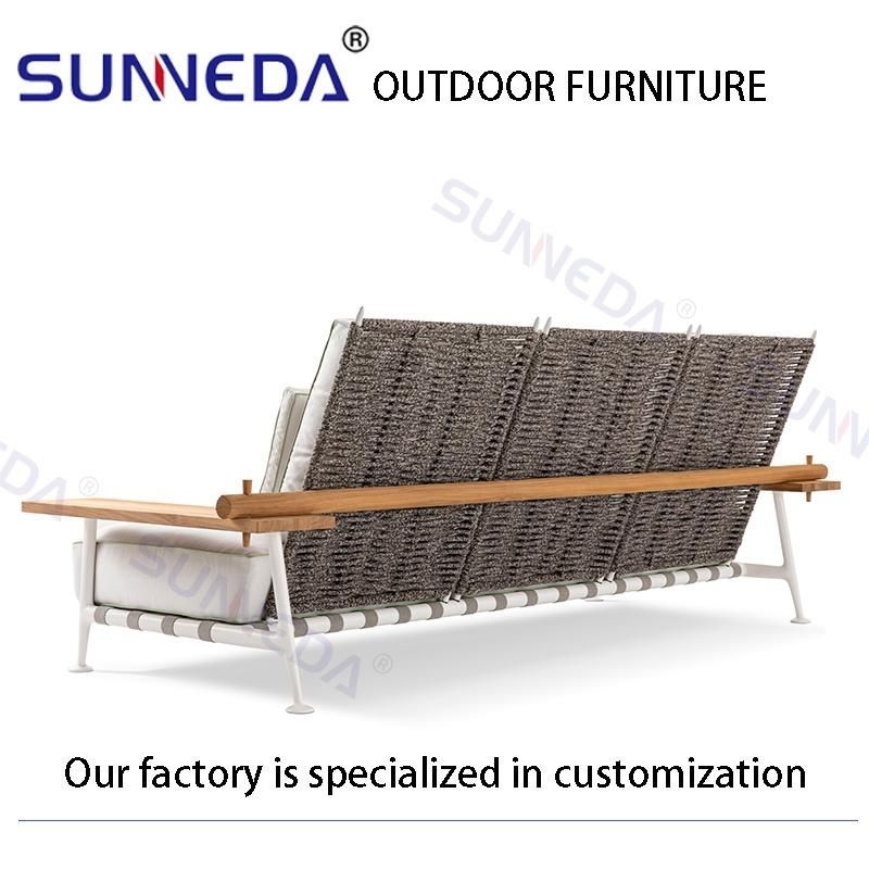 Aluminum Garden Furniture Set Cushion Wide Teak Armrest Sectional Outdoor Furniture Sofa