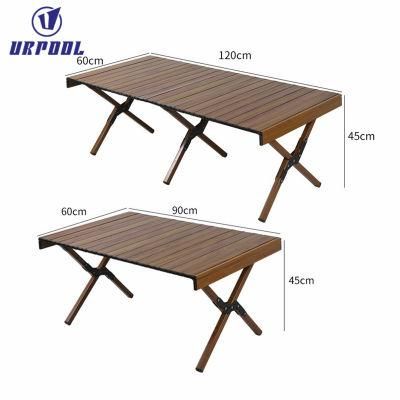 Portable Egg-Roll Table Outdoor Solid Wood Folding Table Self-Driving Tour Portable Camping Picnic Table Camping Supplies