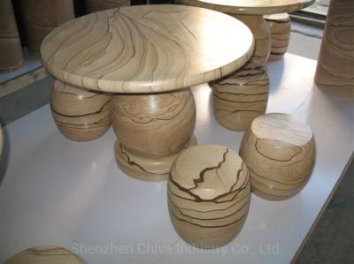 Sandstone Table/Stools Sets Park/Garden Furniture/Set Outdoor Decoration Bench Chairs Stone