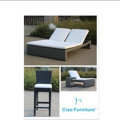 H- China Outdoor Rattan Wicker Bar Chair with 5cm Cushion
