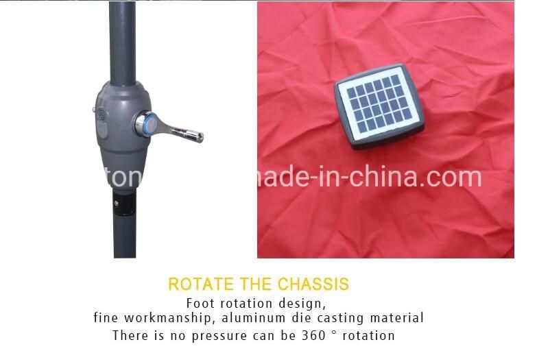 Outdoor Leisure Garden Patio Hanging Sun Beach Umbrella with Strip Lights Automatic or Manually