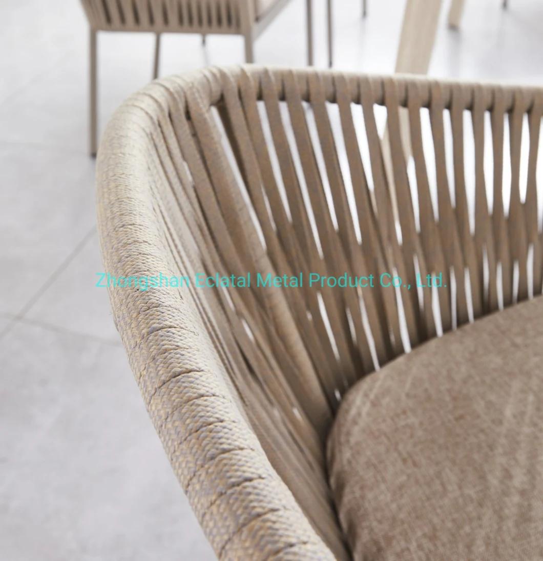 High Quality Colorful Bistro Dining Sets Outdoor Furniture Bar Garden Livingroom Rope Chair with Seat Cushion Pillow