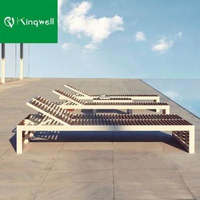 Wholesale Fashion Wooden Resort Leisure Hotel Garden Patio Sun Lounger with Aluminum Frame
