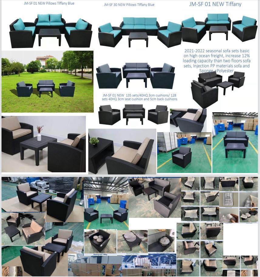 Black Color Pure Polythene 5 Seatplastic Sofa Set with Tiffany Blue Red Coal Grey Polyesters Sponge Cushion Unde Euro SGS Azo En581 Testing Report Reach Testing