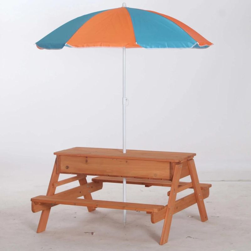 Outdoor Table and Chair Set with Umbrella for Kids