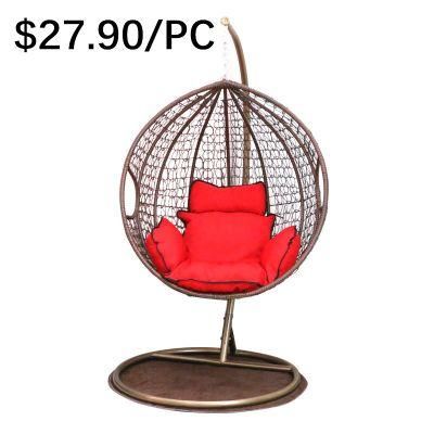 Fashionable Confortable Leisure Rattan Patio Hanging Egg Headrest Swing Chair