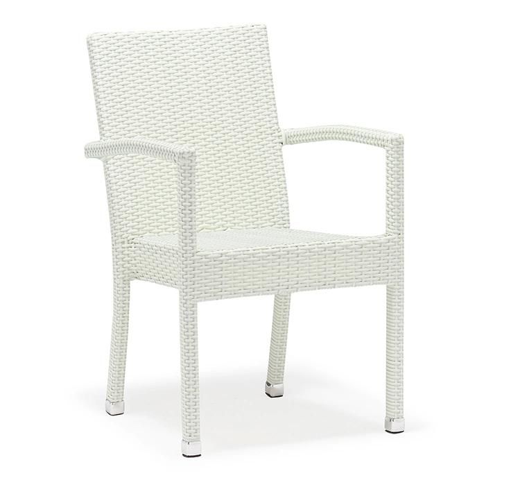 Aluminum Woven Wicker Chair Rattan Modern Cafe Outdoor Furniture with Arm