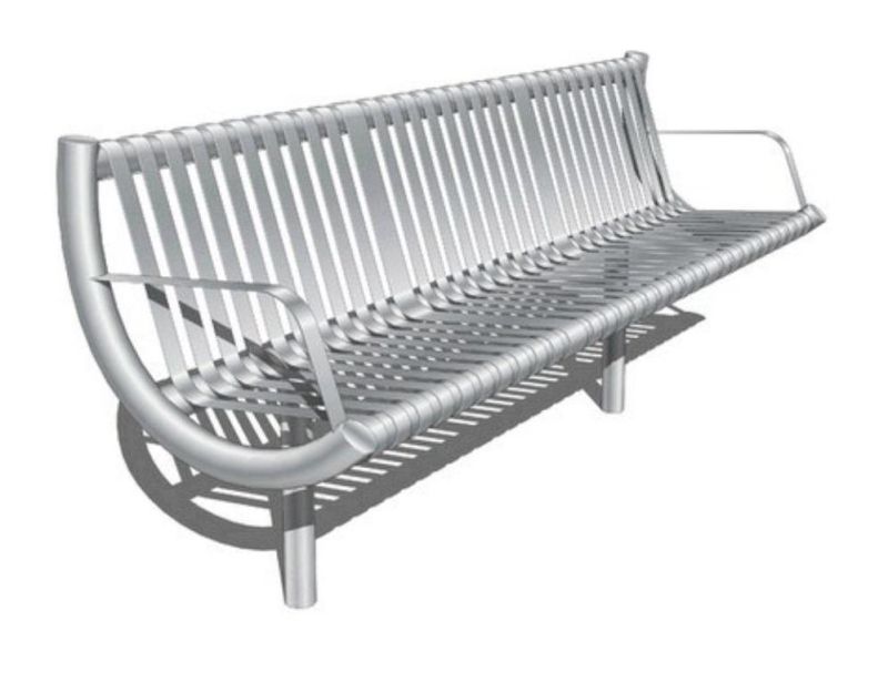 Modern Metal Garden with Armrests Park Outdoor Bench