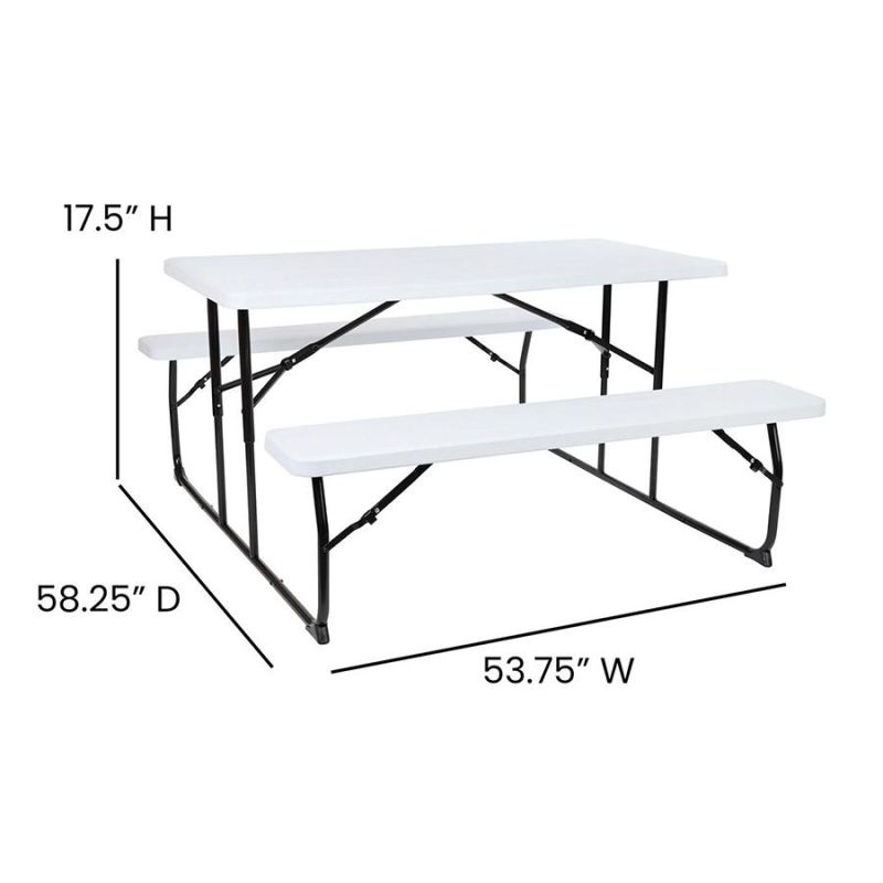 Dining Outdoor Folding Picnic Table and Benches with 6 Sater