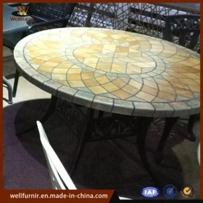 Well Furnir Aluminum All Weather Marble Table