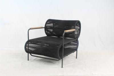 Special Design Rope Weaving Chair Outdoor Furniture with Teakwood Arms