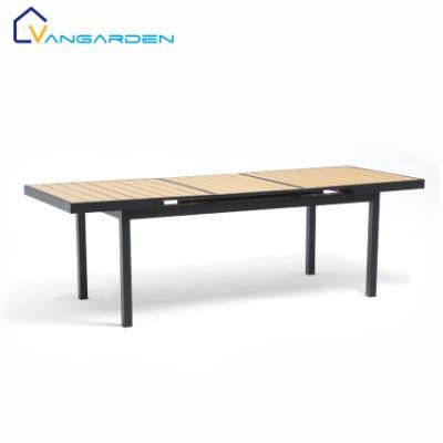 Vangarden Aluminum Plastic Wood Extendable Outdoor Restaurant Dining Table