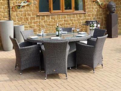 Well Furnir 6 Seater Bahama Oval Rattan Dining Set (7632933)