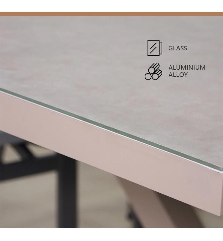 Outdoor Ceramic Glass OEM Foshan Hotel Furniture Dining Table Set with High Quality