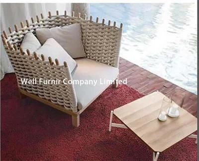 Well Furnir Outdoor Rope Leisure Garden Hotel Chair with Cushion