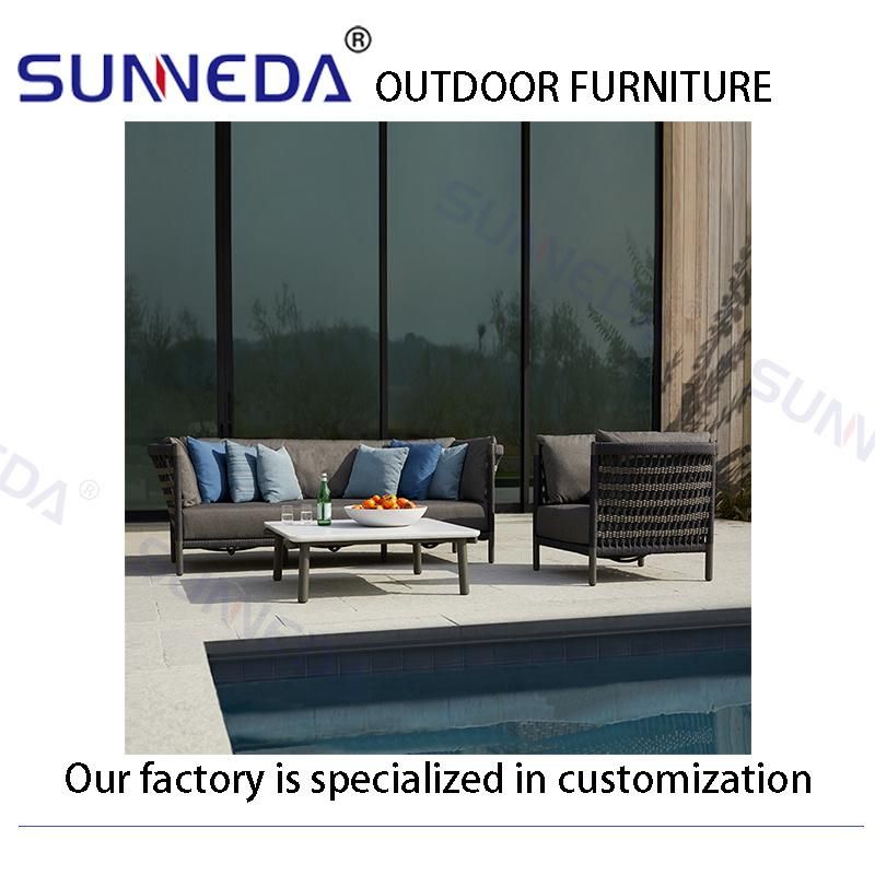 Nordic Modern Hotel Garden Terrace Leisure Single Sofa Combination Aluminum Frame