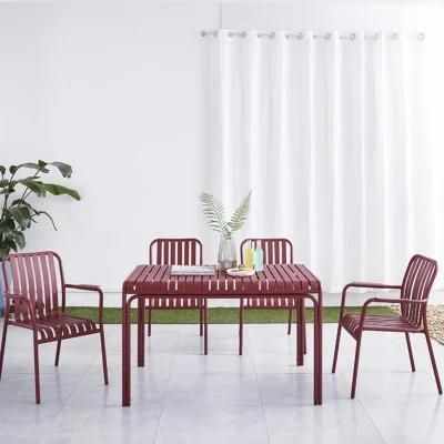 Factory Custom Color Outdoor Dining Table Set with Armrest Chair