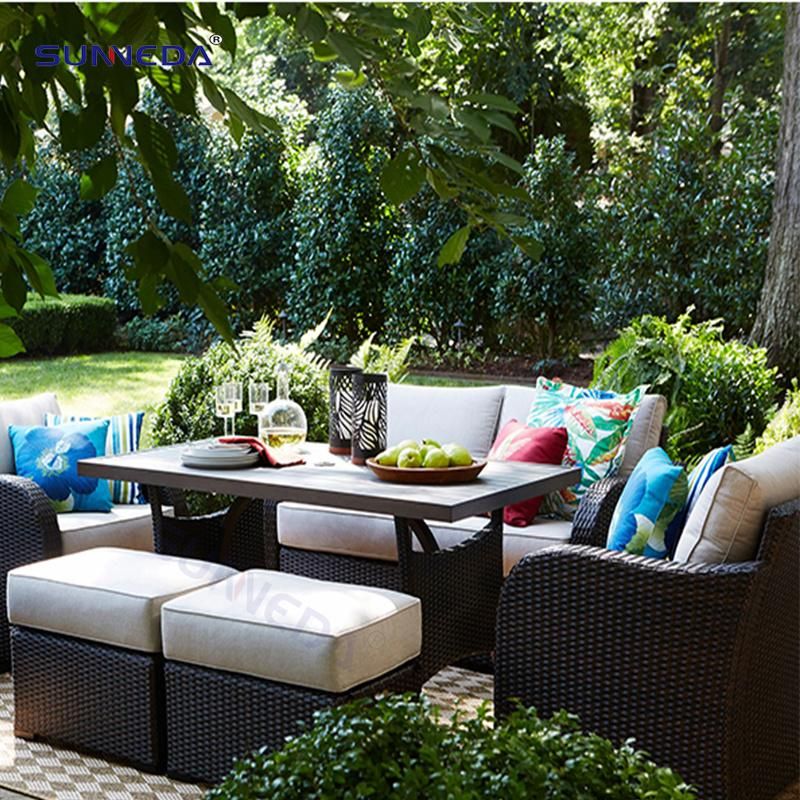 Commercial Outdoor Sofa Set with Waterproof Olefin Fabric with Bone Edges