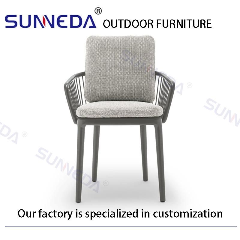 Aluminum Woven with Round Ribbon Outdoor Sofa with Waterproof Cushion