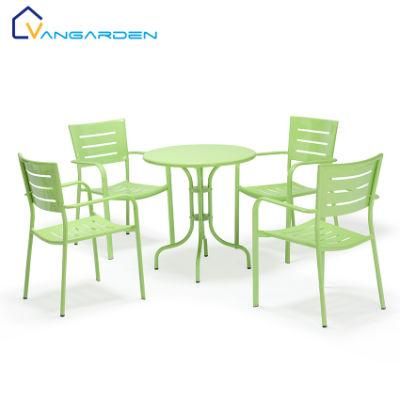 5PCS Aluminum Patio Round Table and Chair Set Outdoor Garden Furniture