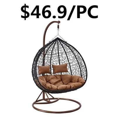 Cheap Double Person Garden outdoor Rattan Warter Dropped Swing Chair