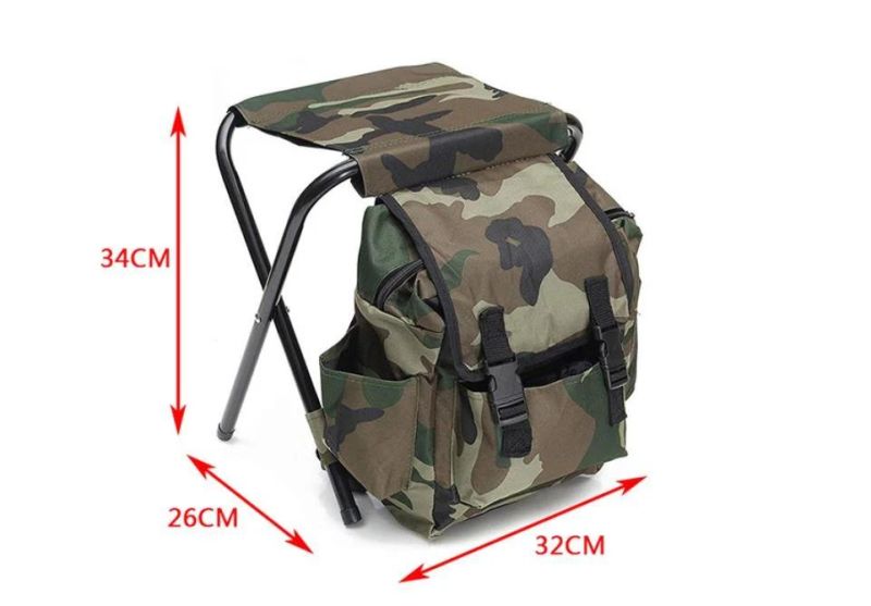Foldable Fishing Chair Stool Travel Camping Hiking Camouflage Backpack Bags