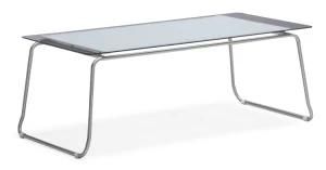 Outdoor Glass Coffee Table with Metal Legs
