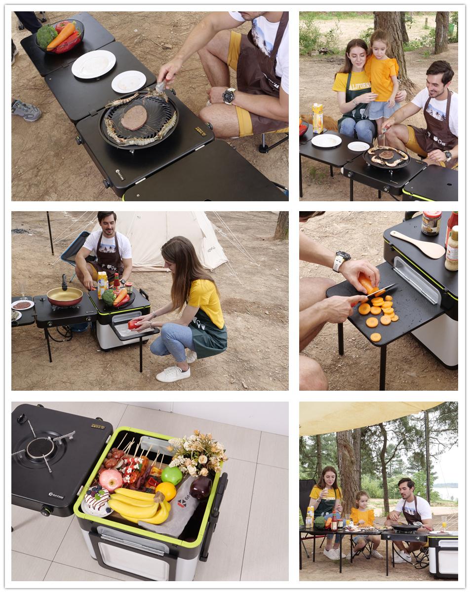 Outdoor Multi-Functional Camping Portable BBQ Grill Folding Dining Table